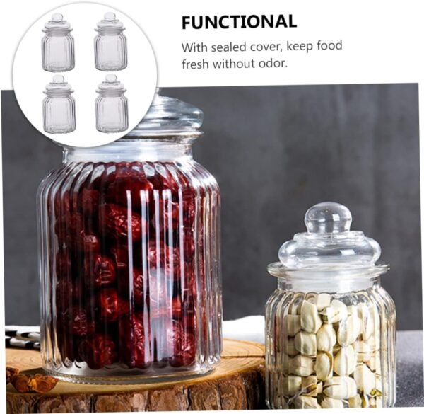 Cabilock 4pcs Glass Bottle with Lid Canister Food Storage Containers with Lids Airtight Clear Bins Storage Organization Tray Cups Pet Labels Honey Container Glass Tea Container Transparent - Image 4