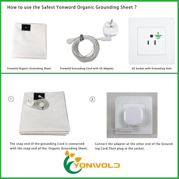 Organic Grounding Sheet 10% Silver Full/Double for Bed Sleeping Therapy with Safest Ground Adapter and Connection Cord 54X75 INCH - Image 4