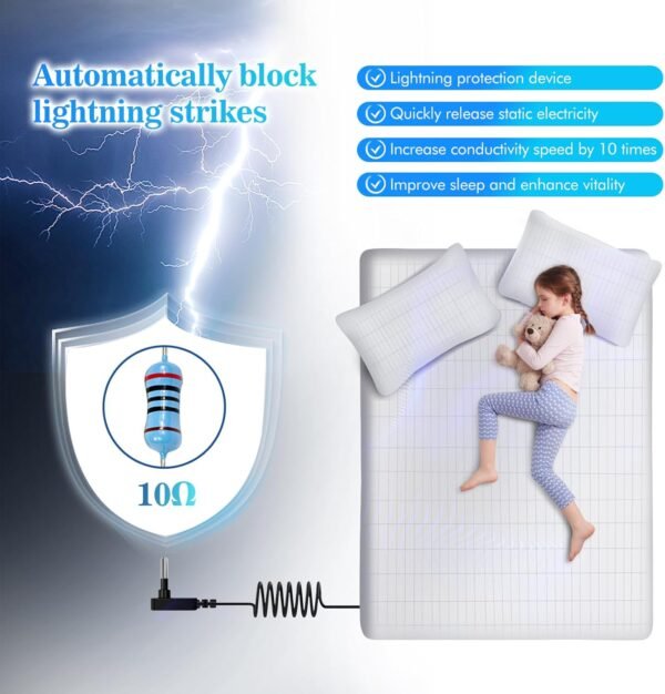 Grounding Sheet, 90% Organic Cotton+10% Pure Silver Organic Fitted Grounded Sheet for Improved Sleep, Pain Relief - Earth Connected Bedding (White, Queen) - Image 5