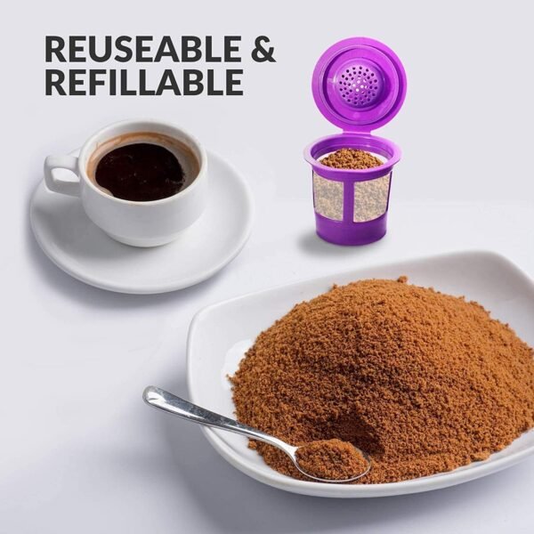 Reusable K Cups for Keurig K-Mini, K Mini Plus, K-Express and K Iced with Adapter by PureHQ - Keurig Mini Plus Refillable Kcups for Mini Keurig (3 Refillable Coffee Pods + Adapter) - Image 5