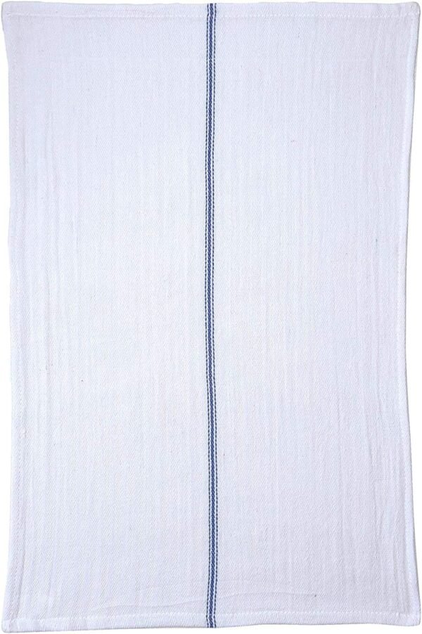 Kitchen Towels, 15-Pack 100% Cotton - Herringbone Weave - Dish Towels, Tea Towels 15x26 inches Flour Sack Towels - Makes Great Bar Towels (Blue Center Stripe, White) By American Towels & Linens - Image 7