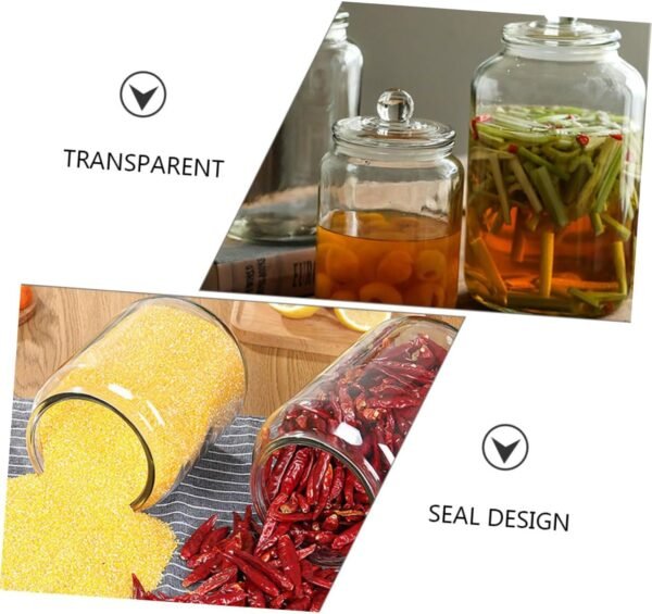 Zerodeko 2sets Glass Jar Jars Sugar Food Storage Containers with Lids Biscuit Canisters Airtight Coffee Container Measuring Cups Bottle Airtight Container Pickle Flip Jar Condiment 2pcs*2 - Image 4