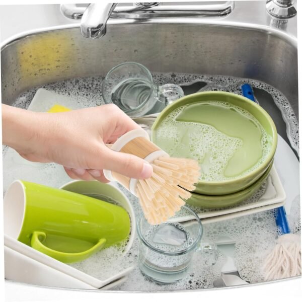 CRAFTHROU Dish Scrubber Cleaning Pan And Vegetable Natural Palm Pot Brush Round Dish Brush Washing Scrubber For Kitchen Sink Cleaning White - Image 5