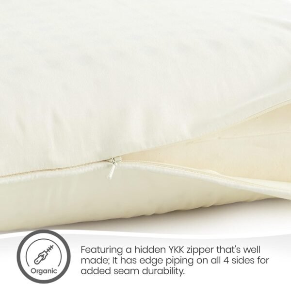 Whisper Organics Pillow Protector - GOTS Certified, 100% Cotton Pillow Encasements with Zipper - Pillow Covers - 20 x 36 Inches, Pack of 2 (King, Ivory) - Image 2