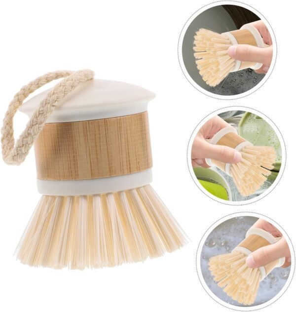 Dish Scrub Brush For Kitchen Sink Natural Washing Dish Brush Scrubber For Household Cleaning Cast Iron Brush Pots Pans And Vegetable White - Image 8