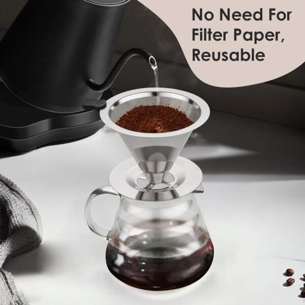 Pour over Coffee Filter, Drip Coffee Pour over, Reusable Coffee Filters, Pour over Coffee Maker, Slow Drip Pouring Coffee Maker for 1-2 Cups - Image 5