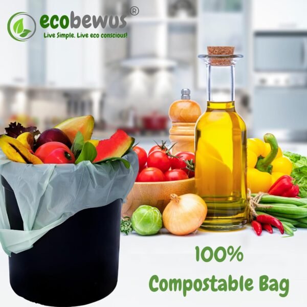 2.6 Gallon 100% Compostable Bags Handle Tie (110 Bags) Small Disposable Compost Trash Bags Food Scrap Garbage Bags US BPI Certified TUV OK Compost Home Certified Meeting ASTM D6400 (110 ct.) - Image 8