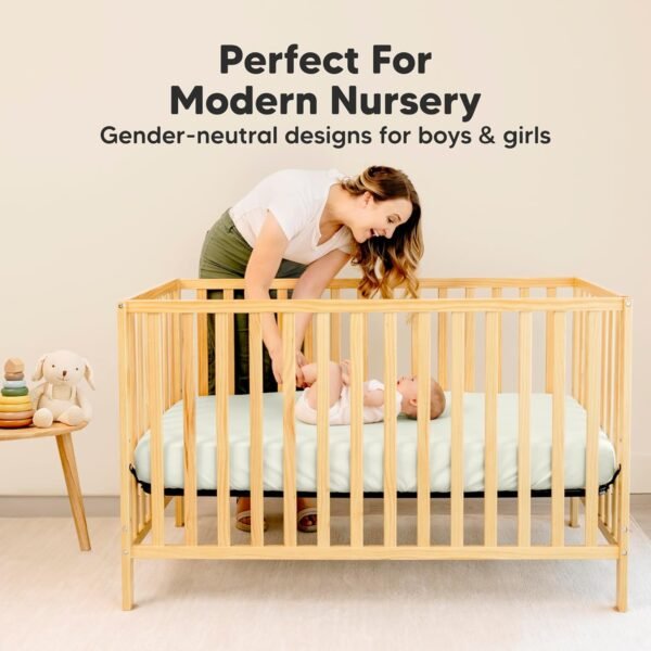 2-Pack Pack and Play Sheets, Waterproof Mini Crib Sheets Fitted - Organic Cotton Pack N Play Sheets for Graco Pack and Play Mattress, Playard Baby Crib Sheets, Neutral for Boy,Girl, Toddler (Oregano) - Image 9