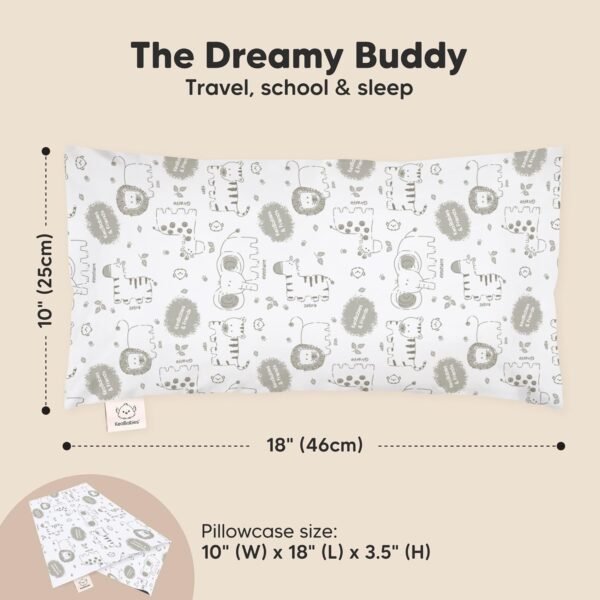 Toddler Pillow with Pillowcase - 10x18 My Little Dreamy Pillow, Organic Toddler Pillows for Sleeping, Kids Pillow, Small Pillows, Toddler Travel Pillows for Sleeping, Toddler Bed Pillows (KeaSafari) - Image 3