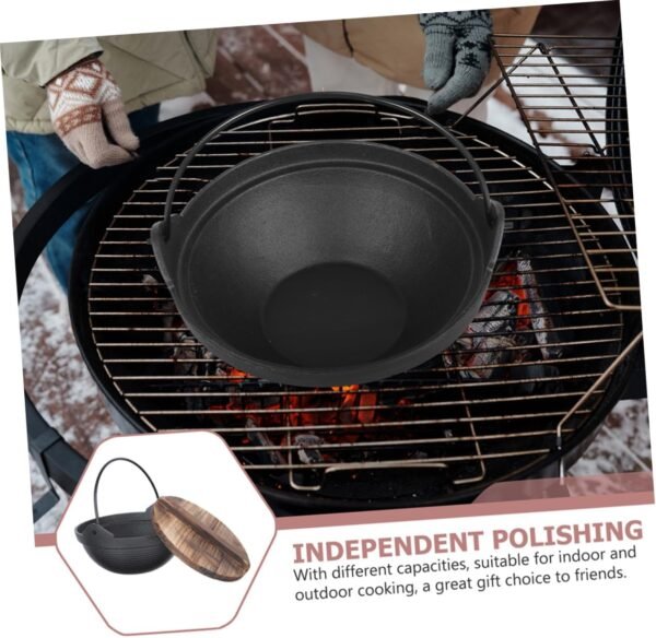 Japanese Sukiyaki Gadget Casserole Dishes Stock Gooseneck Steaming Pot Saucepan with Handle Camping Cookware Clad Strainer Cauldron Wok Food Chafing Dish Iron Sukiyaki Pots Wooden - Image 2