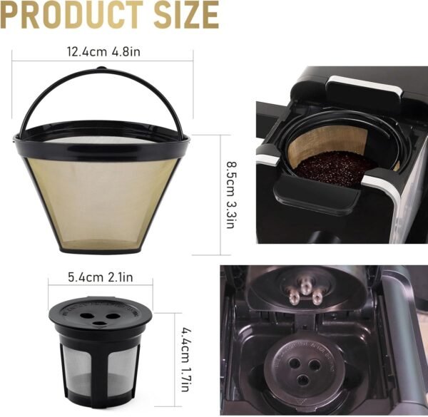 Feilifan Reusable Coffee Filter and K Cup Reusable Pod for Ninja Dual Brew Coffee Maker, Replacement Parts Compatible with Ninja CFP201 CFP300 CFP301 CFP305 CFP400 CFP451 (3 Pack) - Image 3