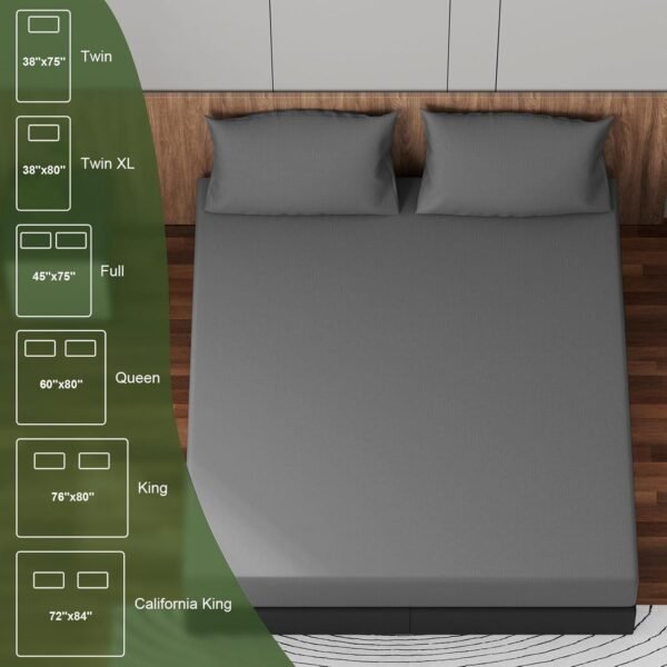 Grounding Sheets Queen Size, 10% Pure Silver Fiber + 90% Organic Cotton, Grounded Sheet Earth Connected Bedding Fitted Earth Sheets with Grounding Cord (Deep Gray, Queen) - Image 6