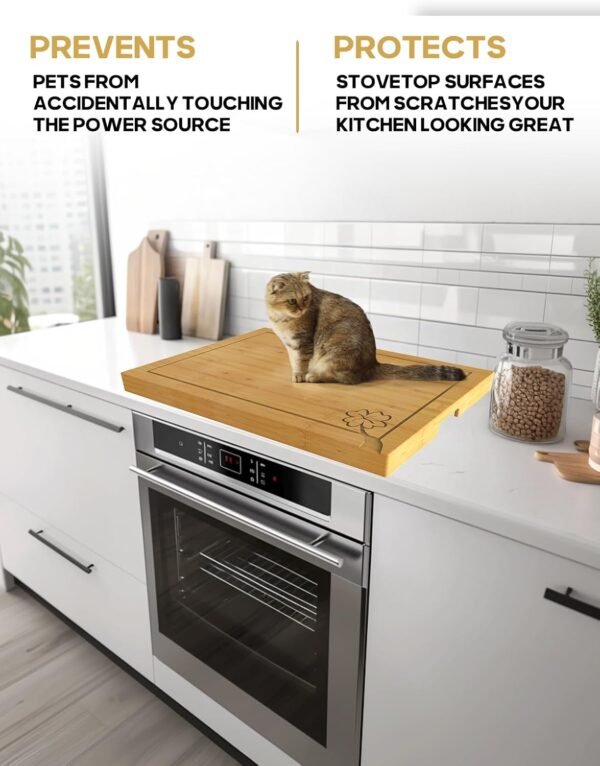 Noodle Board Stove Cover, Wellrain Bamboo Cutting Board Stove Top Cover with Handles for Electric Stovetop Gas Burners RV Sink Cover (Lucky Clover Design) - Image 6