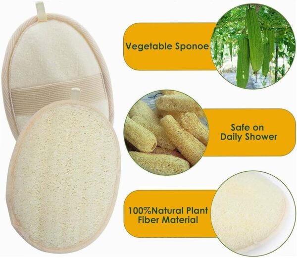 Loofah Sponge Shower Natural Loofah Exfoliating Body Scrubber for Women and Men, Eco-Friendly and Biodegradable Shower Luffa Sponge for Face and Body, Beige - Image 3