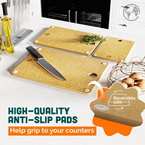 Earth's Dreams Wood Cutting Board Set - Heavy-Duty 3 Piece Cutting Board Set - Small, Large & Extra Large Cutting Board - Chacuterie Board - Best Non Plastic, Non Toxic Cutting Board - Dishwasher Safe - Image 5