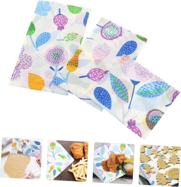 FOMIYES 3pcs Beeswax Reusable Food Wraps Beeswax Cloth Food Wrappers Beeswax Preservation Wraps Food Wrapping Cloth Beeswax Food Wraps Beeswax Bowl Cover Sustainable Wax Cloth - Image 4