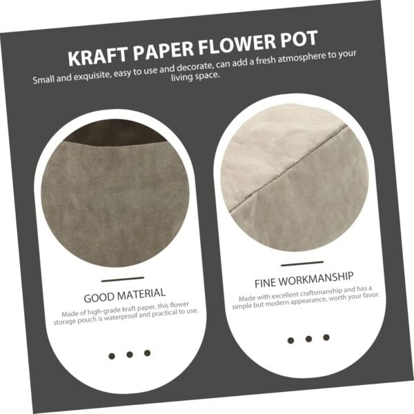 Kraft Paper Flowerpot Potato Bread Plant Paper Bag Storage Bag Large Tote Vegetable Pouch Nut Earth Reusable Food Bag Household Storage Pouch Kraft Paper Fruits Grocery Bag Grey Parliky - Image 5