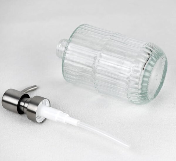 13.5 oz Glass Soap Dispenser with 304 Stainless Steel Pump Lotion Dispenser, Refillable Soap Dispenser, Glass Liquid Dispenser for Hand Soap, Lotion (Clear) - Image 4