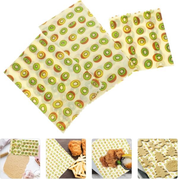 Kichvoe 3pcs Beeswax Beeswax Food Wraps Beeswax Food Packaging Beeswax Cloth Reusable Food Wraps Kiwi Fruits Food Wrapping Cloth Beeswax Paper Beeswax Bowl Cover Kitchen Supplies - Image 9