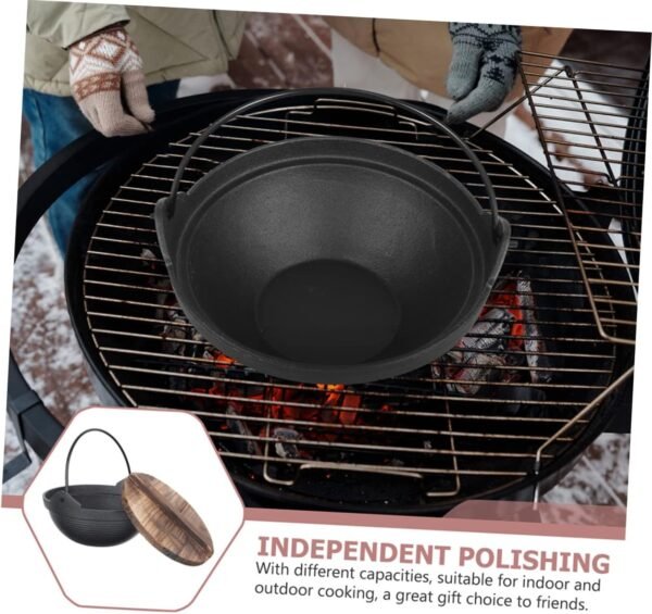 Japanese Sukiyaki Induction Cooker Clad Tea Infuser Shallow Casserole Dish with Lid Stockpot with Lid Electric Strainer Non Food Stock Pot Pans Hot Pot Iron Sukiyaki Pots Wooden - Image 4