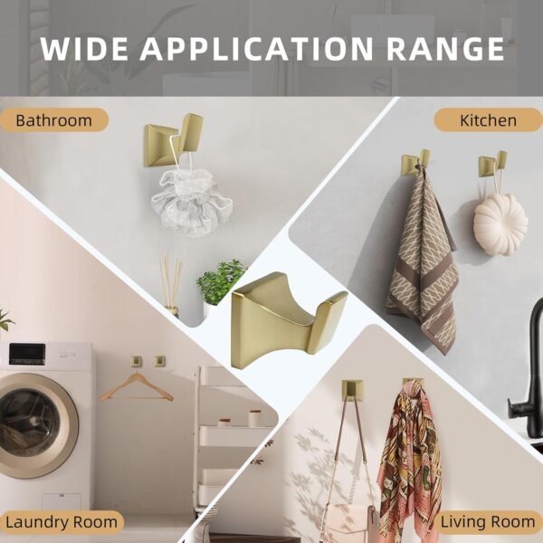 4 Piece Bathroom Hardware Set, 18 Inch Brushed Gold Towel Bar Set, Bathroom Towel Holder Set Includes Square Towel Bar, Towel Ring, Robe Hook, Toilet Paper Holder - Image 5