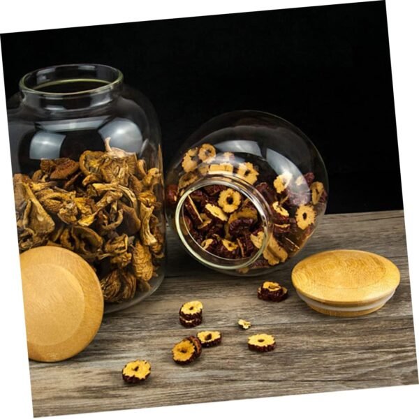 Candy Jar Food Containers Jars Cereal Container Candy Dish with Lid Clear Bins Serving Tray with Lid Storage Bins with Lid Bread Storage Container Flour Dispenser Snackle Wooden - Image 8
