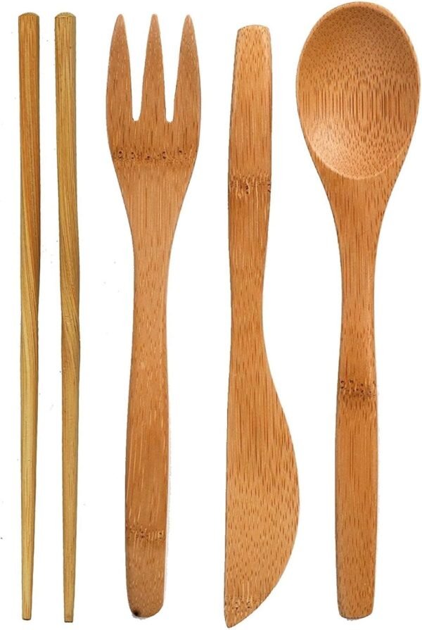 Bamboo Travel Utensils - To-Go Ware Utensil Set with Carrying Case (Agave) - Image 3