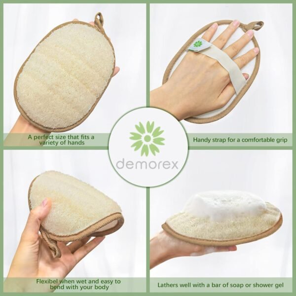 Natural Loofah Exfoliating Body Scrubber, Made with Eco-Friendly and Biodegradable Shower Luffa Sponge, Bath Shower Loofah Sponge for Women and Men, for Face and Body - Image 4