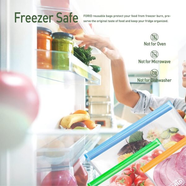 24 Pack Reusable Food Storage Bags - Non Plastic & Silicone Gallon Freezer Bags Sandwich Snack Resealable Lunch Bags Extra Thick Leakproof for Marinate Food & Fruit Cereal Travel Items Home Kitchen - Image 4