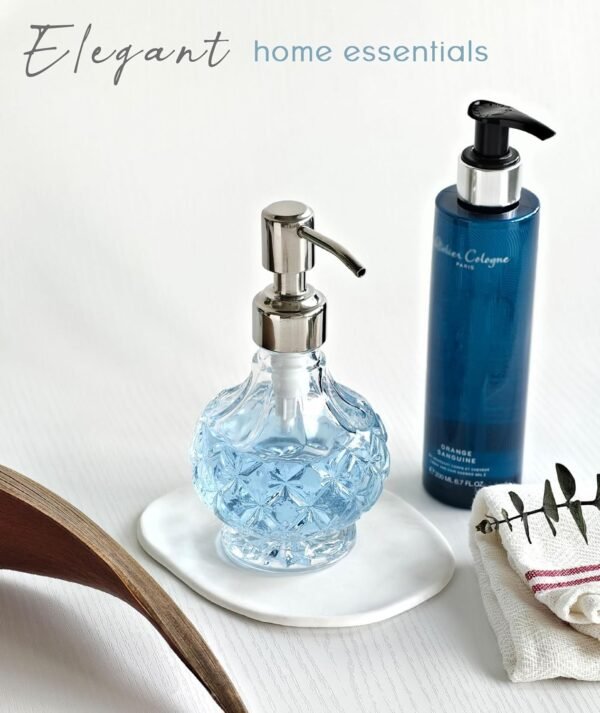 JASAI Clear Glass Small Soap Dispenser, Bathroom Soap Dispenser with Strudy Pump for Small Kitchen and Bathroom, Kitchen Soap for Lotions, Dish Soap, Hand Soap, Body Oil. - Image 7
