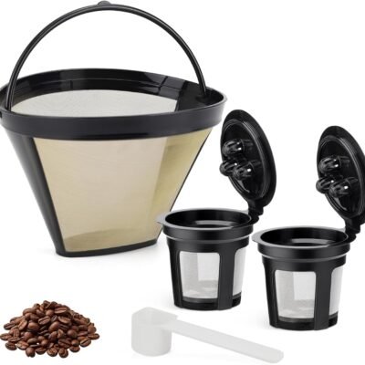 Feilifan Reusable Coffee Filter and K Cup Reusable Pod for Ninja Dual Brew Coffee Maker, Replacement Parts Compatible with Ninja CFP201 CFP300 CFP301 CFP305 CFP400 CFP451 (3 Pack)