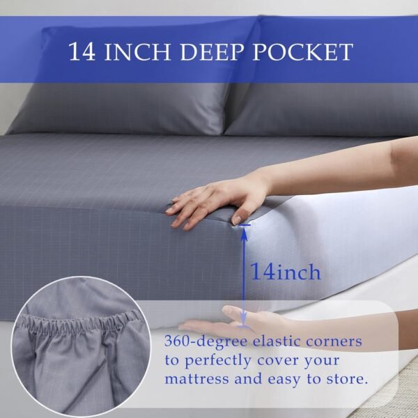 Grounding Fitted Sheet Silver Fiber Grounding Sheets Twin Grounded Bed Sheet Organic Cotton Earth Sheet with Cord (39"*75"*14",Grey) - Image 3