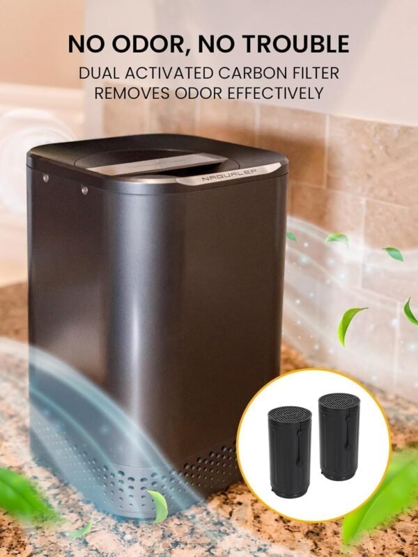 NAGUALEP 2.5L Kitchen Food Cycler Compost Bin Kitchen Electric Composter to Transform Waste into Natural Fertilizer for Garden Auto-Stop/Odorless/Quiet Food Waste Compost Machine(Gray) - Image 5