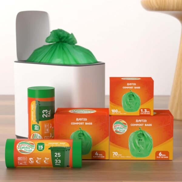 Compost Bags 1.3 Gallon,100 Count,Small Compostable Bags for Kitchen Countertop Compost Bin 0.75, 1.2, 1.3, 1.75 Gallon,ASTM D6400, US BPI and Europe OK Compost Home Certified - Image 6
