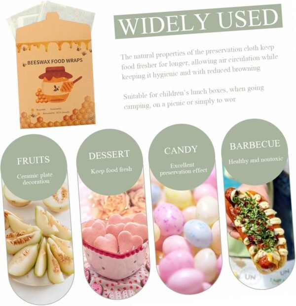 NOLITOY 3pcs Beeswax Wrap Food Beewax Wraps Reusable Food Wraps Beewax Wraps for Bowl Fresh Keeping Beewax Wraps Reusable Beeswax Cloth Sustainable Wax Cloth Beeswax Preservation Wraps - Image 9