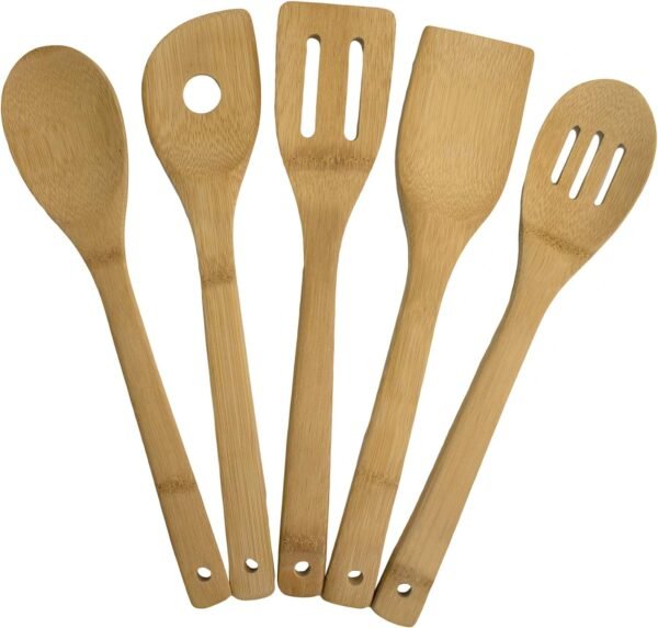 Totally Bamboo 5-Piece Cooking Utensil Set, Solid Bamboo cooking tools, each 12" Long