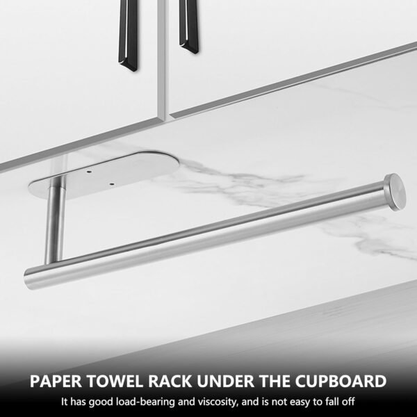 Paper Towel Holders for Kitchen, Adhesive Paper Towel Roll Rack for Bathroom Towel, Matte Black Paper Towel Holder 304 Stainless Steel, Under Cabinet Paper Towel Holder - Image 2
