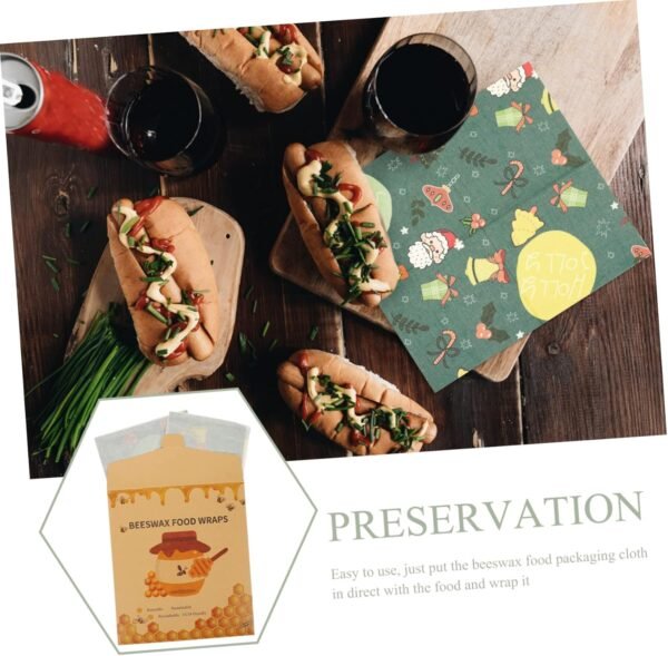 3pcs Beeswax Wrap Packing Paper Beewax Wraps for Food Beeswax Bowl Cover Food Storage Wrap Reusable Food Wraps Kitchen Beewax Wraps Practical Food Wraps Decorate Food Grade Cotton - Image 5