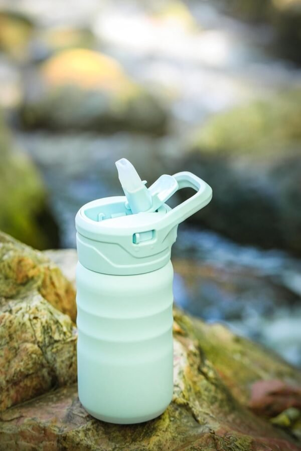 MELOW 12 oz Kids Water Bottle, Stainless Steel Insulated with Straw and Chug Lid, 2 Lids, Leak-Proof, Easy to Clean, Perfect for School, Camp, Water, Milk, Juice (Seablue) - Image 6