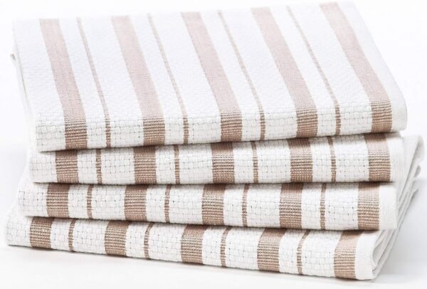 COTTON CRAFT Oversized Kitchen Towels - 4 Pack 100% Cotton Basketweave Tea Dish Towels - Absorbent Reusable Low Lint Quick Dry - Cooking Drying Restaurant Bar Cleaning Cloth Napkin -20x30 Linen Stripe - Image 4