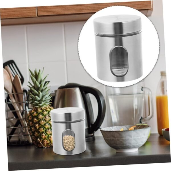MAGICLULU 1pc Stainless Steel Storage Tank Coffee Container Window Spice Jar Kitchen Storage Jar Bulk Flour To Go Food Containers with Lids Dry Nuts Bottle Tea Tin Tea Canister Silver Glass - Image 6