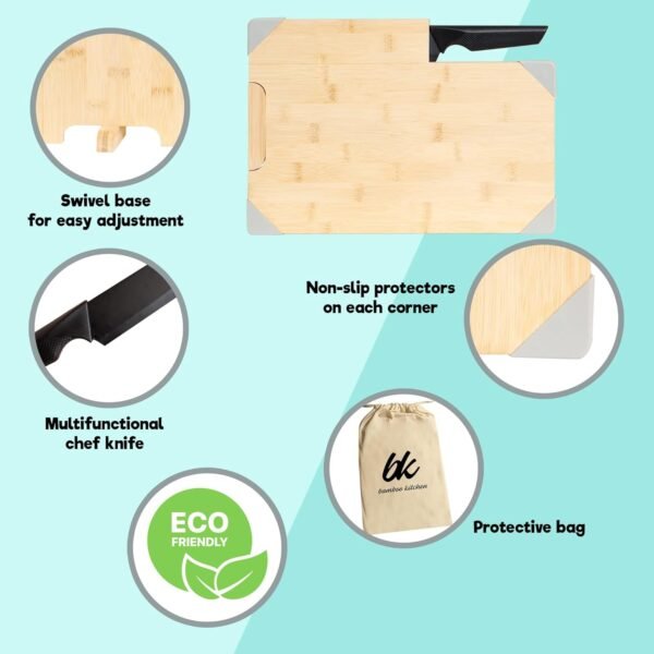 bamboo kitchen-cutting board with bag-cutting boards for kitchen wood-wood cutting board for meat-cutting board set-cutting boards wood-tablas de madera para cocina-wooden cutting boards- - Image 2