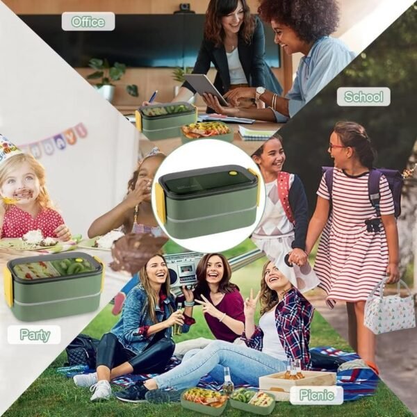 NatraProw Bento Box Lunch Box Set for Adults, Leak Proof, Portion Control, Microwave Safe, BPA Free, Durable Polypropylene - Image 7
