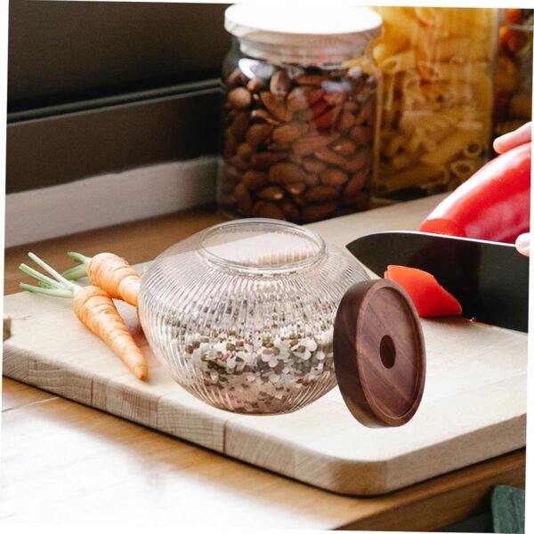 Luxshiny Glass Jar Airtight Container Storage Containers with Lids Dishwasher Cookie Jar Clear Jar with Lid Food Storage Containers Bell Jar Laundry Container Dryer Container House Wood - Image 9