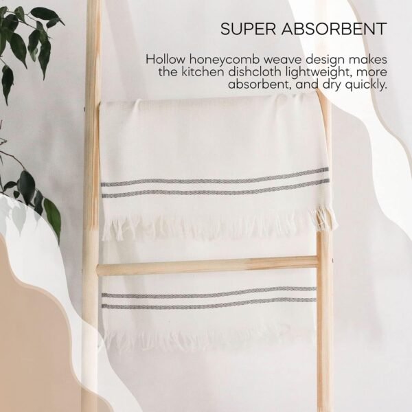 Kitchen Towel Set of 3-100% Cotton Dish Towels - 3 Pack Kitchen Towels - Organic Dish Towels for Drying Dishes - Linen Hand Towels (White) - Image 4