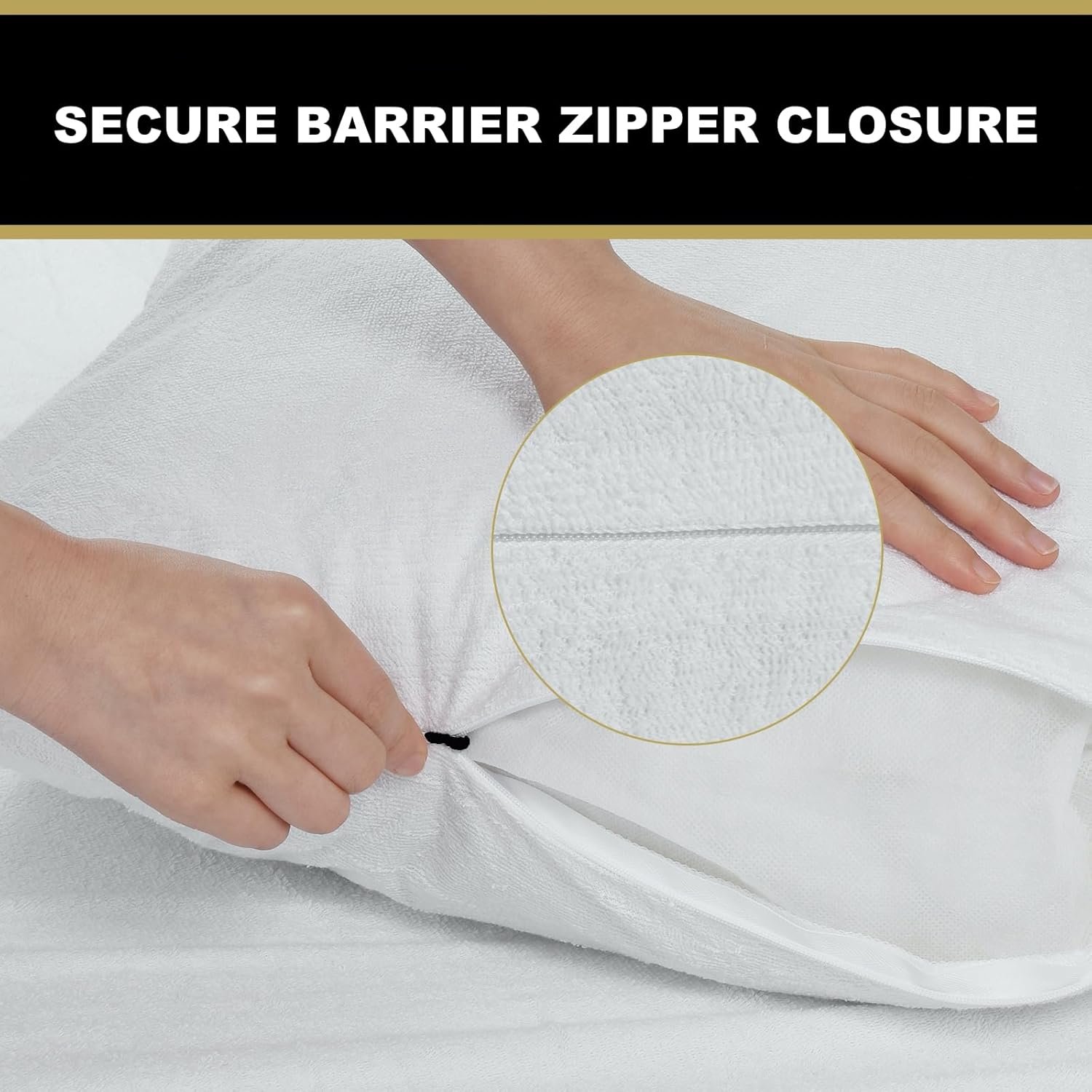 4 Pack - Organic Cotton Pillow Protectors with Zipper Queen Size - Waterproof and Skin-Friendly Terry Cotton Pillow Covers - 100% Cotton Top Pillow Protector (Queen) - Image 4