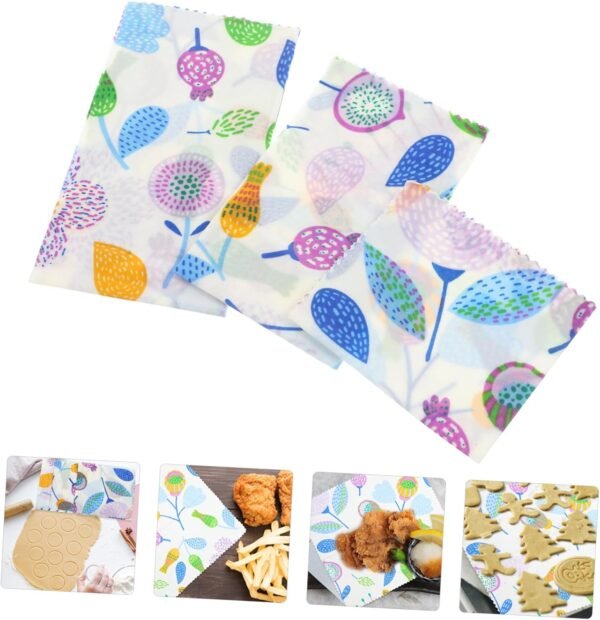 Organic Beeswax 3pcs Beeswax Wrap Organic Beeswax Organic Beeswax Cloth Kitchen Beeswax Wraps Food Wrap Cloth Cloth Suit Wrapping Cloth Purple Flower Stencil Purple - Image 9