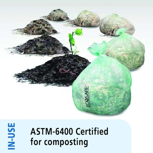 STOUT by Envision E2430E85 EcoSafe-6400 Compostable Bags, 24" x 30", 13 gal capacity, 0.85 mil thickness, Green (Pack of 45) - Image 7