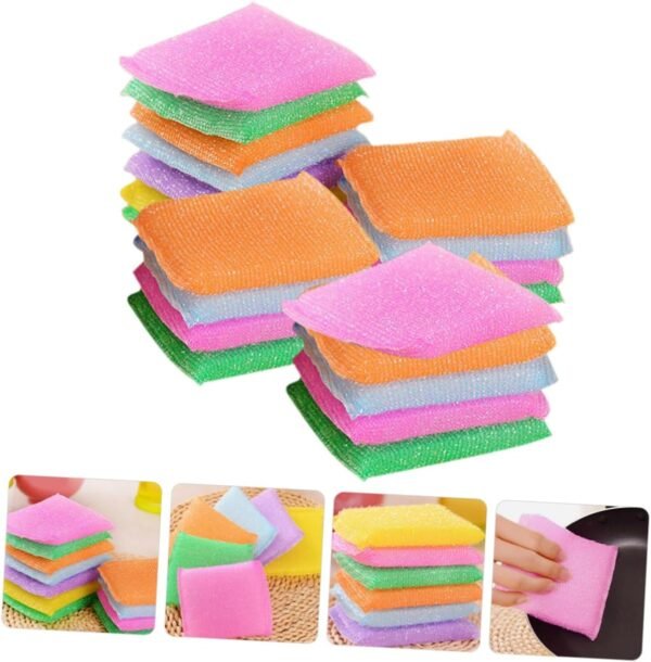 20pcs Kitchen Dish Sponge Dish Scrubber Pads Dish Scrubbers for Dishes Natural Dish Sponge Plate Sponge Scrub Pads for Dishes Bathroom Cleaning Sponge Kitchen Scrub Erasers Nylon - Image 7