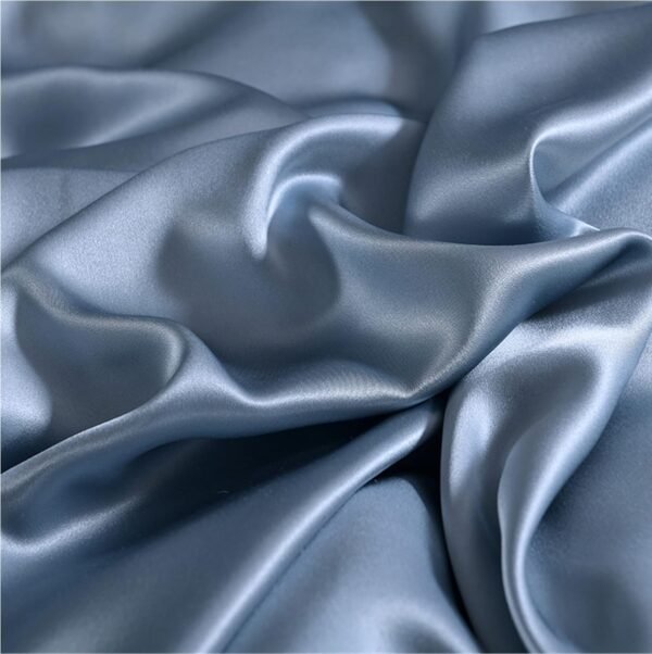 Organic Silk Pillowcase for Hair and Face Made in USA, Real 22 Momme Mulberry Silk Pillow Case, Cooling Anti Wrinkle Silk Pillow Cover, Hypoallergenic, Anti Aging (Blue Grey, Queen) - Image 5